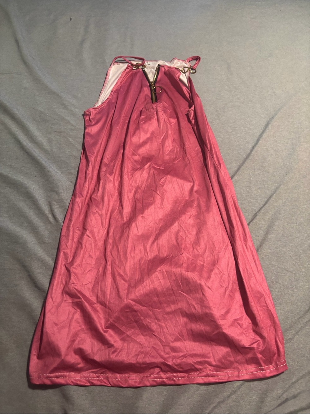 Sleeveless Pink Halter Dress with Ring Detail